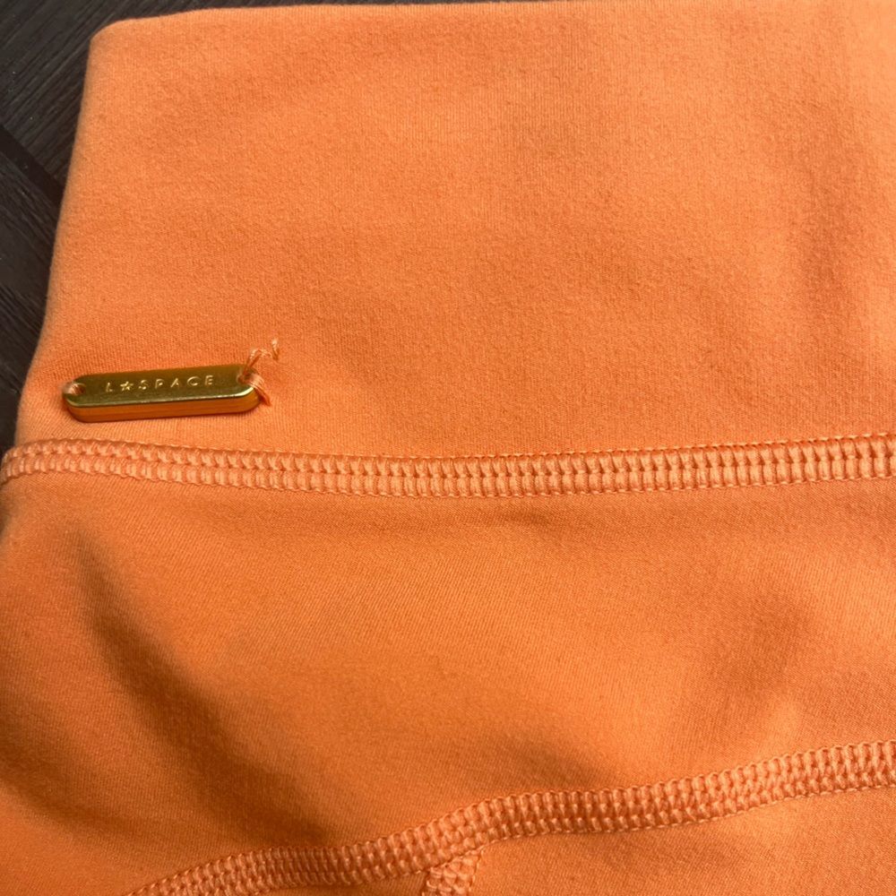 L*Space orange bike shorts, high-waisted, V front, size Med - Picture 6 of 8